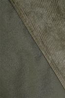 Thermovorhang Dandy Cord mit Multifunktionsband khaki 140x260cm Detailansicht der weichen Fleece-Rückseite neben der Cord-Vorderseite des Thermovorhangs in Khaki