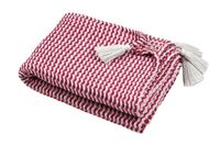 Decke Plaid Bellissima Zickzackmuster mit Quasten fuchsia rosa weiß 125x150cm Gefaltetes Plaid mit Zickzackmuster in Fuchsia, Rosa und Weiß mit hellen Quasten an den Ecken