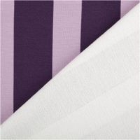 French Terry Blockstreifen in aubergine flieder, Vorder- und Rückseite des Stoffes diagonal gelegt