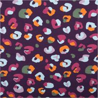 French Terry Stoff Leomuster Digitaldruck aubergine pink orange 1,50m Breite French Terry mit Leomuster in Aubergine, Pink und Orange, Muster in Nahaufnahme zu sehen
