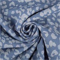 Jeansstoff Leo Leomuster bedruckt jeansblau hellgrau 1,5m Breite jeansblauer Baumwollstoff mit hellgrauem Leo-Muster zur Spirale gedreht, Stoffstruktur deutlich sichtbar