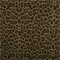 Jeansstoff Stretch Leo Leomuster khaki schwarz 1,5m Breite Nahaufnahme eines Stoffs mit Leopardenmuster in khaki und schwarz