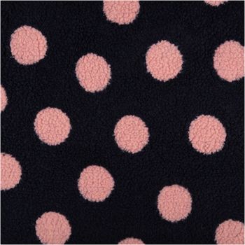 Teddystoff Meterware Jacquard Punkte marineblau rosa 1,60m Breite Nahaufnahme von Teddystoff mit Jacquard Punkten in marineblau und rosa