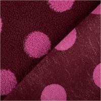 Teddystoff Meterware Jacquard Punkte marineblau rosa 1,60m Breite Jacquard Teddystoff mit rosa Punkten auf marinefarbenem Hintergrund, Vorder- und Rückseite sichtbar