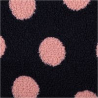 Teddystoff Meterware Jacquard Punkte marineblau rosa 1,60m Breite Detailansicht von Jacquard Teddystoff mit rosa Punkten auf marineblauem Grund