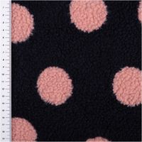 Teddystoff Meterware Jacquard Punkte marineblau rosa 1,60m Breite Ausschnitt von Jacquard Teddystoff mit rosa Punkten auf dunklem Grund, mit Zentimeterskala am Bildrand