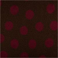 Teddystoff Meterware Jacquard Punkte dunkelbraun bordeaux 1,60m Breite Nahaufnahme von braunem Teddystoff mit bordeauxfarbenen Jacquard-Punkten