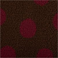 Teddystoff Meterware Jacquard Punkte dunkelbraun bordeaux 1,60m Breite Detailaufnahme von Jacquard Teddystoff in dunkelbraun mit bordeauxfarbenen Punkten