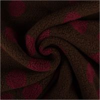 Teddystoff Meterware Jacquard Punkte dunkelbraun bordeaux 1,60m Breite dunkelbrauner Jacquard-Teddystoff mit bordeauxfarbenen Punkten zur Spirale gedreht