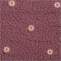 Teddystoff Meterware bestickt Gänseblümchen rosenholz 1,45m Breite Strukturierter Teddystoff in rosenholz mit kleinen, gestickten weißen Blumenmotiven auf der Oberfläche