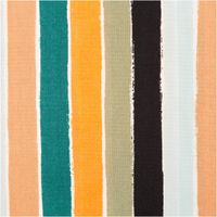 Baumwollstoff Meterware Popeline Streifen orange petrol bunt 1,48m Breite Nahaufnahme von Baumwollstoff mit farbigen Streifen in Orange, Petrol, Olivgrün und Schwarz
