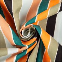 Baumwollstoff Meterware Popeline Streifen orange petrol bunt 1,48m Breite Baumwollstoff mit bunten Streifen in Orange, Petrol und Beige, zur Spirale gedreht