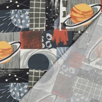 Weltraum-Popeline in Grau, eine Ecke umgeschlagen, die hellere Rückseite ist sichtbar