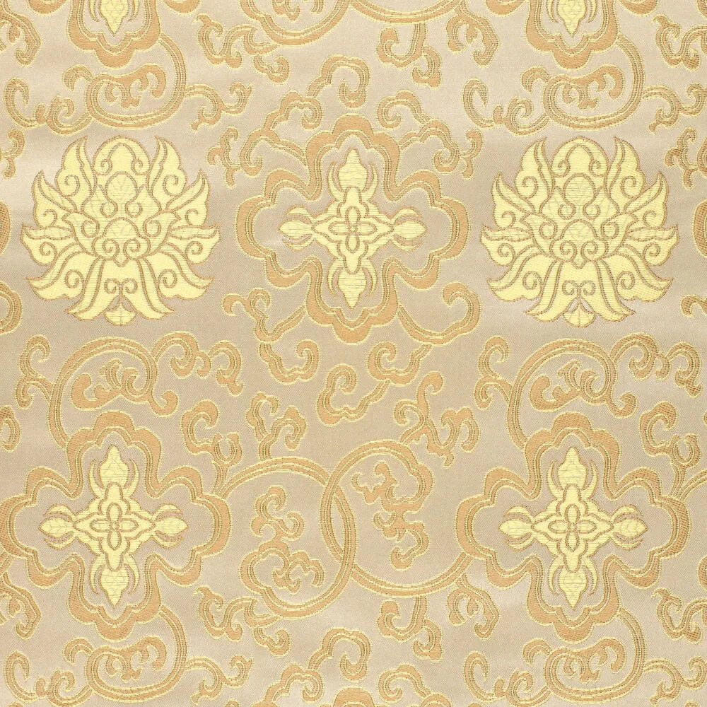 Jacquardstoff Brokat Ornamente creme gold – Stoffansicht mit eingewebtem Ornament-Dessin Jacquardstoff Brokat Ornamente creme gold – Stoffansicht mit eingewebtem Ornament-Dessin