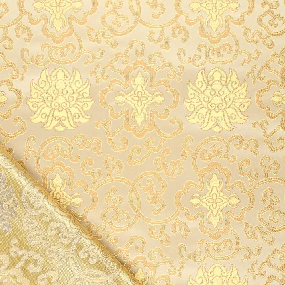 Jacquardstoff Brokat creme gold – Glanz und Struktur der Ornamente im Licht Jacquardstoff Brokat creme gold – Glanz und Struktur der Ornamente im Licht
