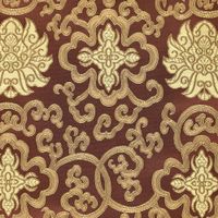Brokatstoff dunkelbraun gold in Nahaufnahme – eingewebte Ornamente und Ranken im Detail