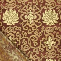 Jacquardstoff Brokat dunkelbraun gold – Glanz und Struktur der Ornamente im Licht