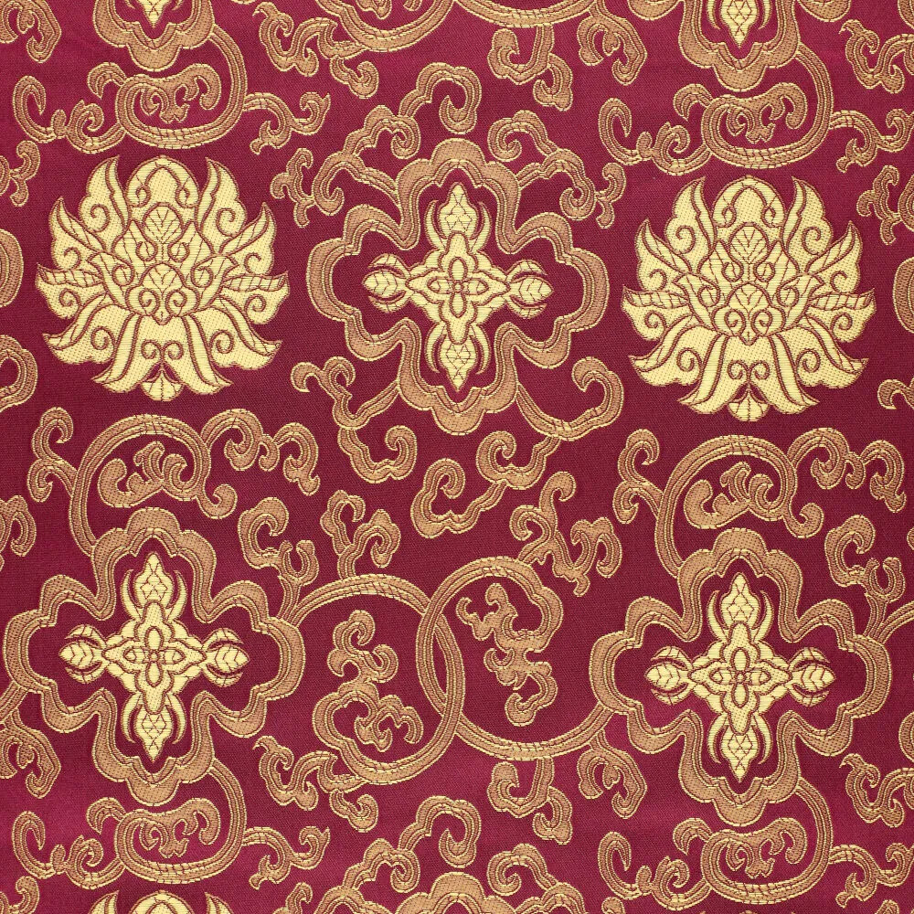 Jacquardstoff Brokat Ornamente bordeaux gold – Stoffansicht mit eingewebtem Ornament-Dessin Jacquardstoff Brokat Ornamente bordeaux gold – Stoffansicht mit eingewebtem Ornament-Dessin