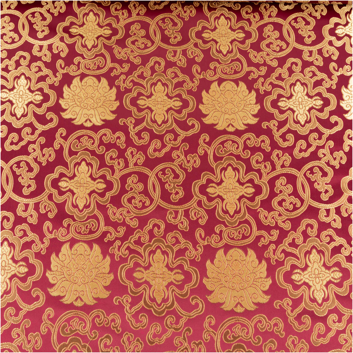 Jacquardstoff Brokat Ornamente bordeaux gold 1,50m Breite Jacquardstoff mit goldenen Ornamenten auf bordeauxfarbenem Hintergrund, Nahaufnahme des Musters