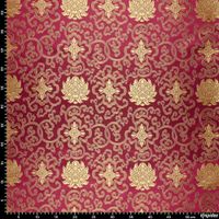 Brokatstoff Ornamente bordeaux gold mit Maßband – Größe des Musters Brokatstoff Ornamente bordeaux gold mit Maßband – Größe des Musters