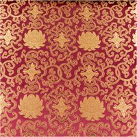 Jacquardstoff Brokat Ornamente bordeaux gold 1,50m Breite Jacquardstoff mit goldenen Ornamenten auf bordeauxfarbenem Hintergrund, Nahaufnahme des Musters