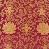 Jacquardstoff Brokat Ornamente bordeaux gold 1,50m Breite Brokatstoff in Bordeaux, große goldene Ornamente und geschwungene Muster, Materialstruktur deutlich erkennbar
