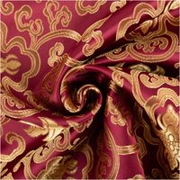 Jacquardstoff Brokat Ornamente bordeaux gold 1,50m Breite Brokat aus Jacquard mit goldenen Ornamenten, bordeauxrot, dekorativer Stoff zur Spirale gedreht