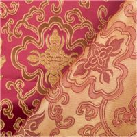 Jacquardstoff Brokat Ornamente bordeaux gold 1,50m Breite Jacquard Brokatstoff mit goldenen Ornamenten und bordeauxrotem Muster, Stoffkante umgeschlagen, Detailansicht