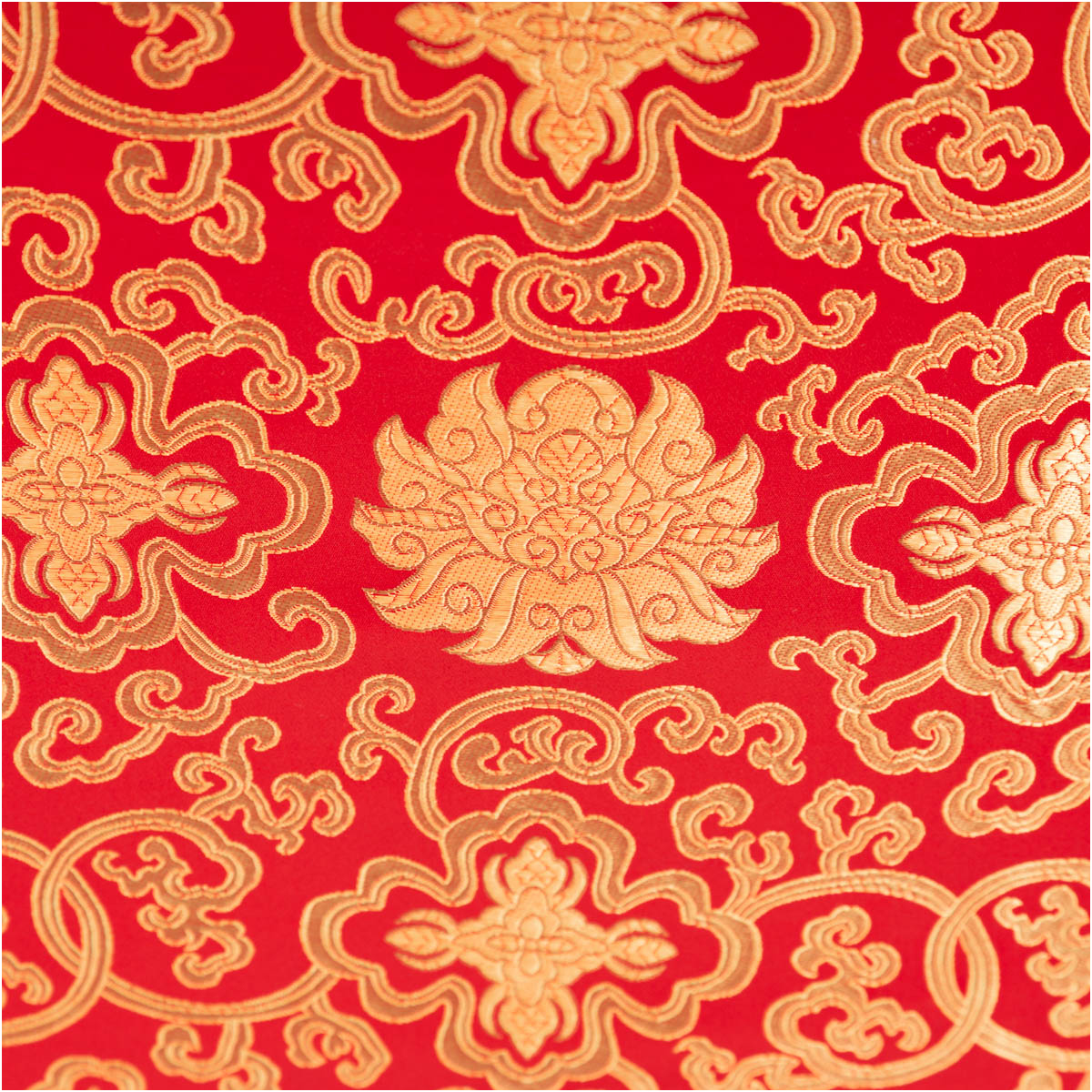 Jacquardstoff Brokat Ornamente rot gold 1,50m Breite rote Jacquardware mit goldenen Ornamenten, detailreiche Stoffstruktur aus Brokat in floralem Muster