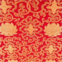 Jacquardstoff Brokat Ornamente rot gold 1,50m Breite Brokatstoff mit floralen goldenen Ornamenten auf leuchtend rotem Grund, prägnantes Jacquardmuster in Nahaufnahme
