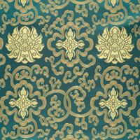 Jacquardstoff Brokat Ornamente petrol gold – Stoffansicht mit eingewebtem Ornament-Dessin Jacquardstoff Brokat Ornamente petrol gold – Stoffansicht mit eingewebtem Ornament-Dessin