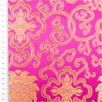 Jacquardstoff Brokat Ornamente pink gold 1,50m Breite pinkfarbener Jacquardstoff mit goldfarbenen Ornamenten und Brokatmuster, Maßband am linken Rand