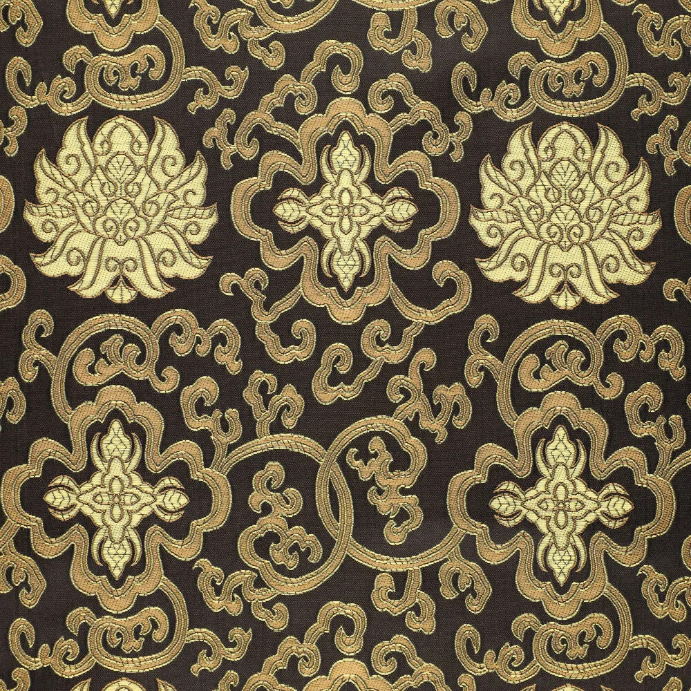 Jacquardstoff Brokat Ornamente schwarz gold – Stoffansicht mit eingewebtem Ornament-Dessin