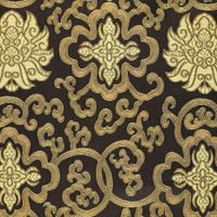 Brokatstoff schwarz gold in Nahaufnahme – eingewebte Ornamente und Ranken im Detail