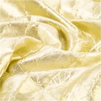 goldener Lamé Stoff mit geknitterter Oberfläche, dichter Faltenwurf, metallischer Glanz