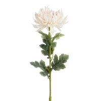 Kunstblume Chrysantheme aus Polyester creme 60 cm Künstliche Chrysantheme mit großer cremefarbener Blüte und grünen Blättern