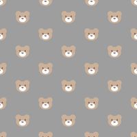 Fleece Stoff mit Teddybär-Köpfen auf Grau – Polarfleece Digitaldruck 155 cm, Stoffansicht