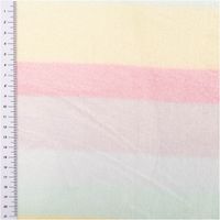 Fleece Stoff Farbverlauf pastell Polarfleece Digitaldruck 145cm Ausschnitt von pastellfarbenem Fleece mit breiten Streifen und Maßskala am Rand, weiche Stoffoberfläche