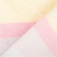 Fleece Stoff Farbverlauf pastell Polarfleece Digitaldruck 145cm Nahaufnahme von pastellfarbenem Fleece Stoff mit sichtbaren gelben und rosa Streifen, Vorder- und Rückseite sichtbar