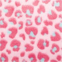 rosa Polarfleece mit pinkem Leopardenmuster und blauen Details in Großaufnahme