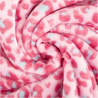 pinkfarbener Fleece mit Leopardenmuster, in weicher Spirale zusammengelegt