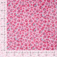 Fleece Stoff mit Leomuster in Pink und Rosa – Polarfleece Digitaldruck 155 cm, mit Maßband zur Größeneinschätzung