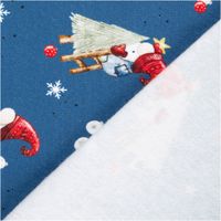 Sweatstoff angeraut Winterwonderland Wichtel jeansblau bunt von Swafing 1,50m Breite Sweatstoff mit Wichteln und Schneeflocken in Jeansblau, Ecke umgeschlagen für Ansicht von Vorder- und Rückseite