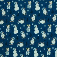 Sweatstoff angeraut Winterwonderland Schneemann jeansblau weiß – Stoffausschnitt 40 cm, Baumwolle Meterware von Swafing Sweatstoff angeraut Winterwonderland Schneemann jeansblau weiß – Stoffausschnitt 40 cm, Baumwolle Meterware von Swafing