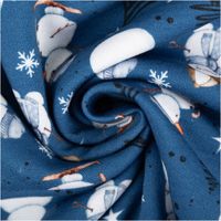Sweatstoff angeraut Winterwonderland Schneemann jeansblau weiß von Swafing 1,50m Breite Sweatstoff in jeansblau mit Schneemann- und Schneeflockenmotiv, spiralförmig gedreht, winterliches Design