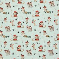 Sweatstoff angeraut Winterwonderland Rentiere hellmint bunt – Stoffausschnitt 40 cm, Baumwolle Meterware von Swafing Sweatstoff angeraut Winterwonderland Rentiere hellmint bunt – Stoffausschnitt 40 cm, Baumwolle Meterware von Swafing
