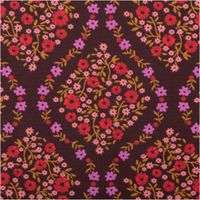 Baumwollstoff Popeline Blumen Rauten bordeaux rot lila 1,50m Breite Popeline aus Baumwolle mit rautenförmigem Blütenmuster in Lila, Pink und Rot auf bordeaux Grund