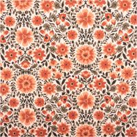 Baumwollstoff Popeline Blumen Ornamente altrosa terracotta grün 1,50m Breite Popeline Stoff mit großem Ornamentblumen-Muster in altrosa und terracotta auf Baumwolle
