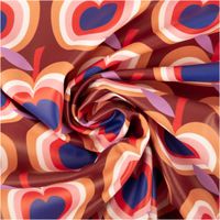 Regenjackenstoff beschichtet wasserabweisend Retro Äpfel braun rosa blau 1,40m Breite Regenjackenstoff in Braun mit buntem Apfel Retro Design, beschichtet, spiralförmig drapiert