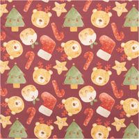 Baumwollstoff Popeline Digitaldruck Weihnachten Teddybären Tannenbäume bordeaux grün 1,50m Breite Popeline Baumwollstoff bordeaux mit Weihnachtsmotiven wie Bären, Tannenbäumen, Zuckerstangen und Nikolausmützen